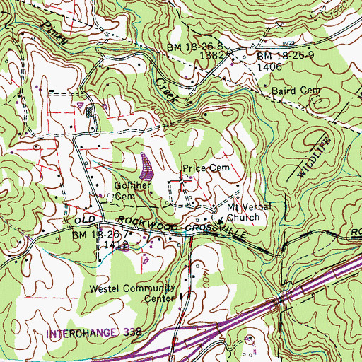 Topographic Map of Price Cemetery, TN