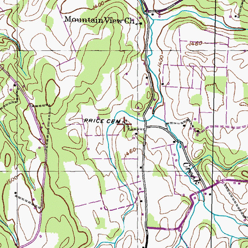 Topographic Map of Price Cemetery, TN