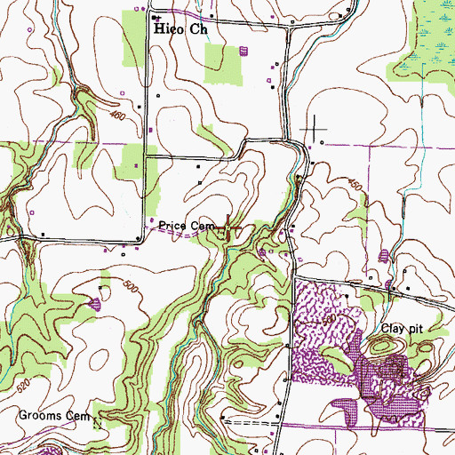 Topographic Map of Price Cemetery, TN