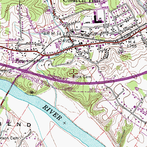 Topographic Map of Price Cemetery, TN
