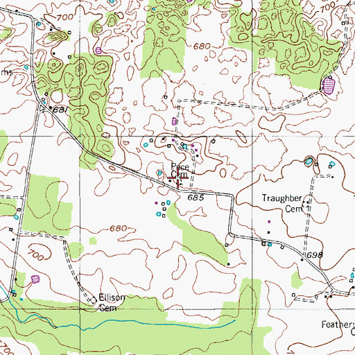 Topographic Map of Price Cemetery, TN