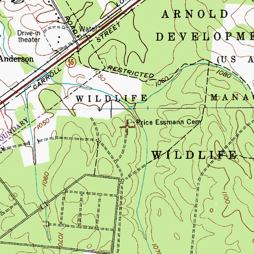 Topographic Map of Price Essmann Cemetery, TN