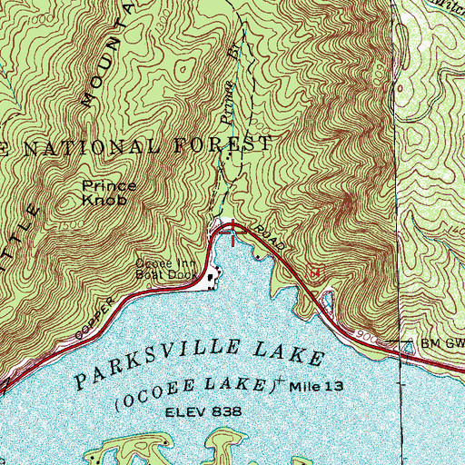Topographic Map of Prince Branch, TN