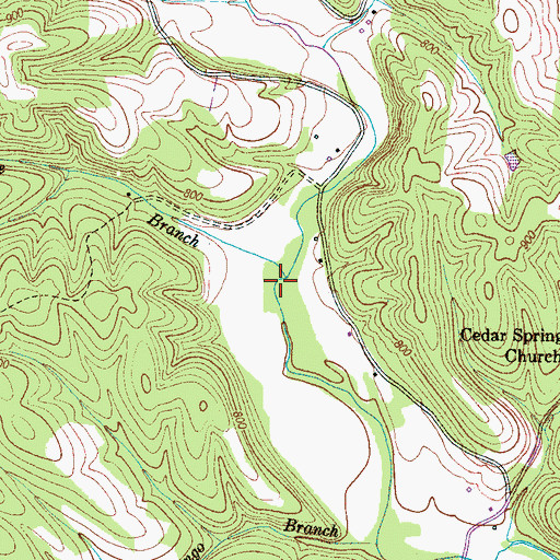 Topographic Map of Prince Branch, TN
