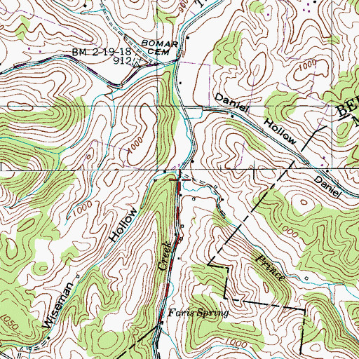 Topographic Map of Prince Branch, TN