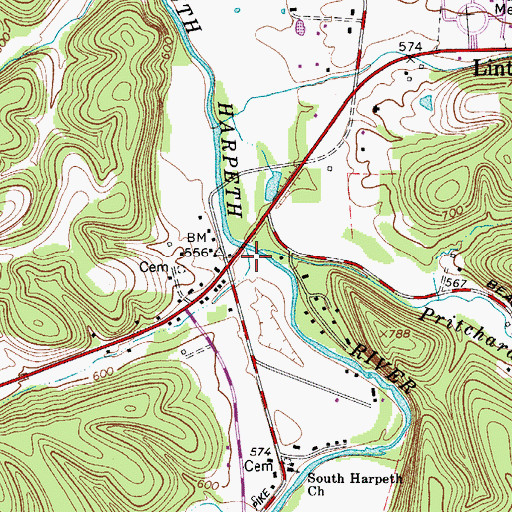Topographic Map of Pritchard Branch, TN