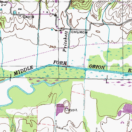 Topographic Map of Pritchett Branch, TN