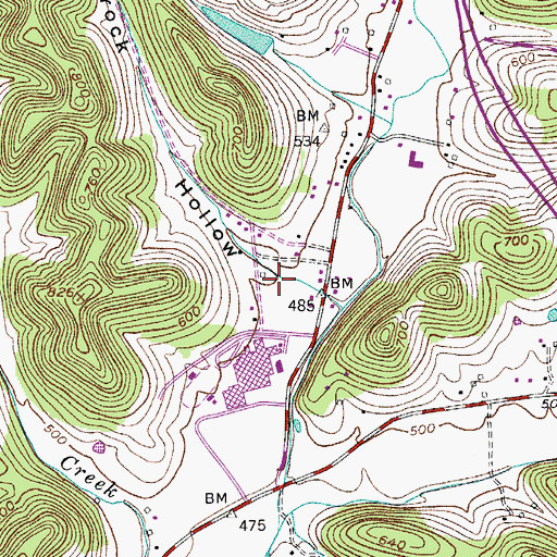 Topographic Map of Prock Hollow, TN