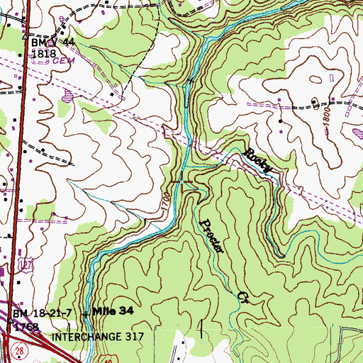 Topographic Map of Procter Creek, TN