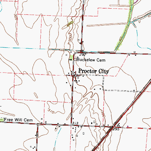 Topographic Map of Proctor City, TN