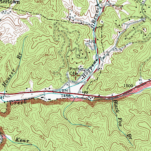 Topographic Map of Proffitt Cemetery, TN