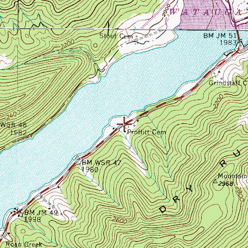 Topographic Map of Proffitt Cemetery, TN