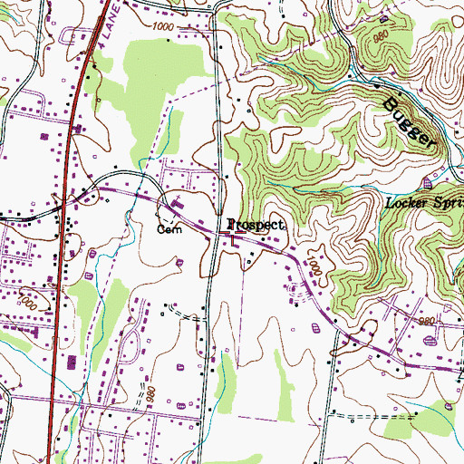 Topographic Map of Prospect, TN