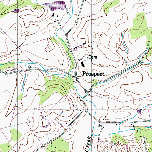 Topographic Map of Prospect, TN