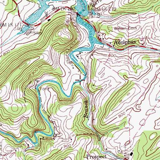 Topographic Map of Prospect Branch, TN