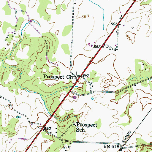 Topographic Map of Prospect Church, TN