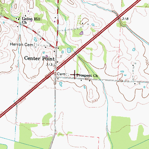 Topographic Map of Prospect Church, TN