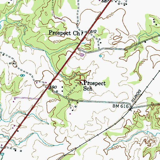 Topographic Map of Prospect School, TN
