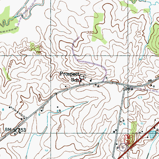 Topographic Map of Prospect School, TN