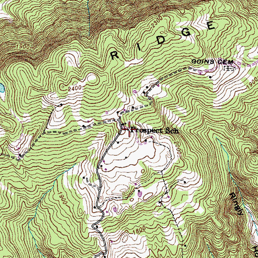 Topographic Map of Prospect School, TN