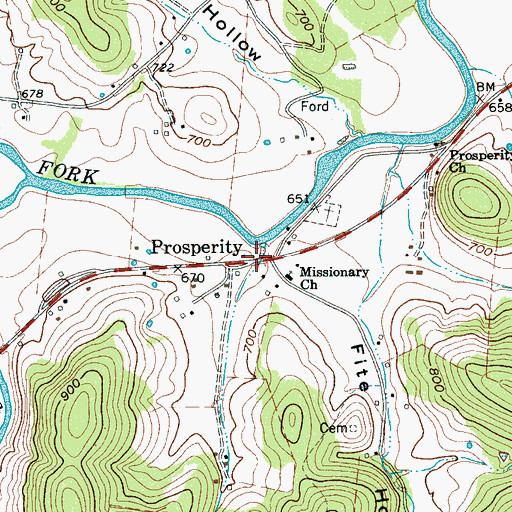 Topographic Map of Prosperity, TN