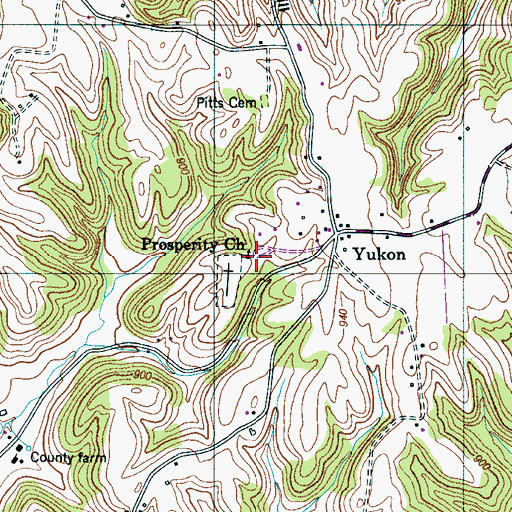 Topographic Map of Prosperity Church, TN