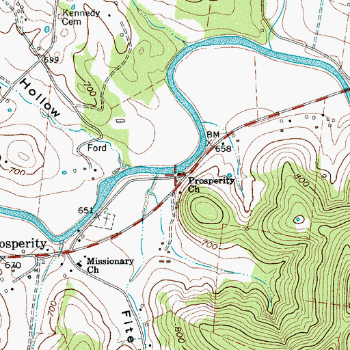Topographic Map of Prosperity Church, TN