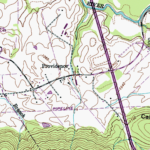 Topographic Map of Providence, TN