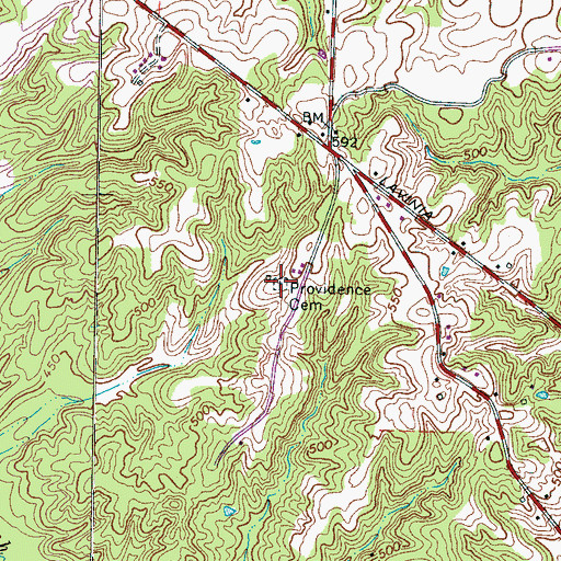 Topographic Map of Providence Cemetery, TN