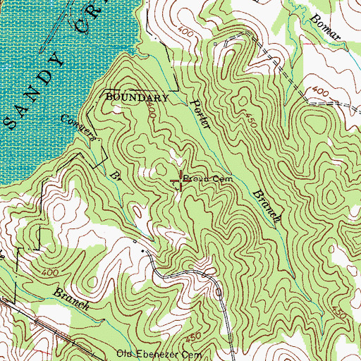 Topographic Map of Provo Cemetery, TN