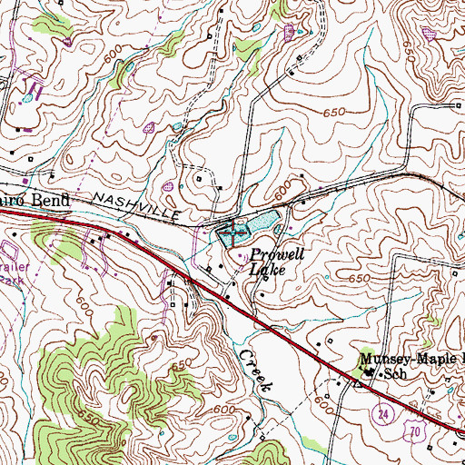 Topographic Map of Prowell Lake, TN
