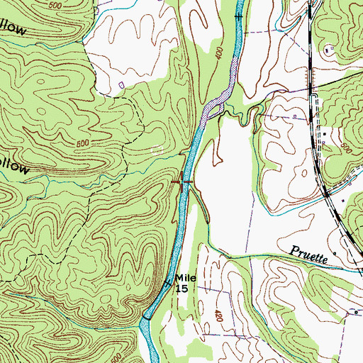 Topographic Map of Pruette Branch, TN