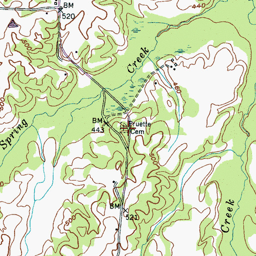 Topographic Map of Pruette Cemetery, TN
