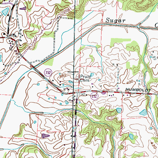 Topographic Map of Pruitt Cemetery, TN