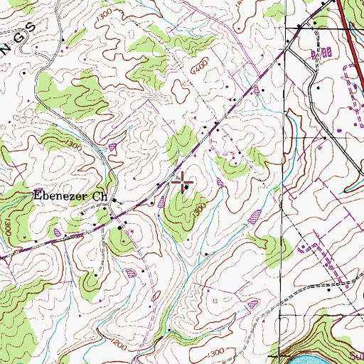 Topographic Map of Pruitt Hill School, TN