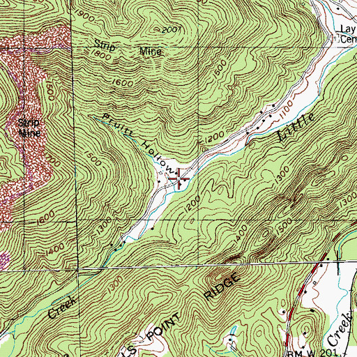 Topographic Map of Pruitt Hollow, TN
