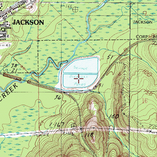 Topographic Map of City of Jackson Sewage Lagoon, AL