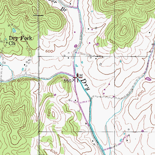 Topographic Map of Pryor Branch, TN