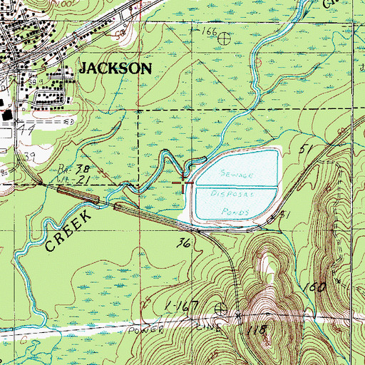 Topographic Map of City of Jackson Sewage Lagoon Dam, AL