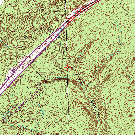 Topographic Map of Pryor Meredith Branch, TN