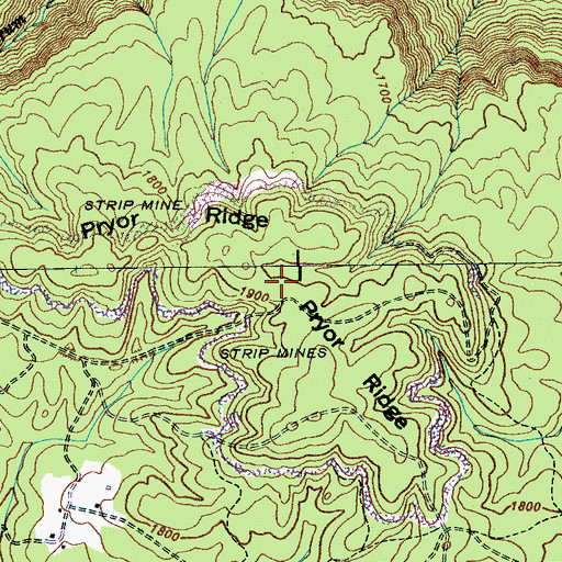 Topographic Map of Pryor Ridge, TN