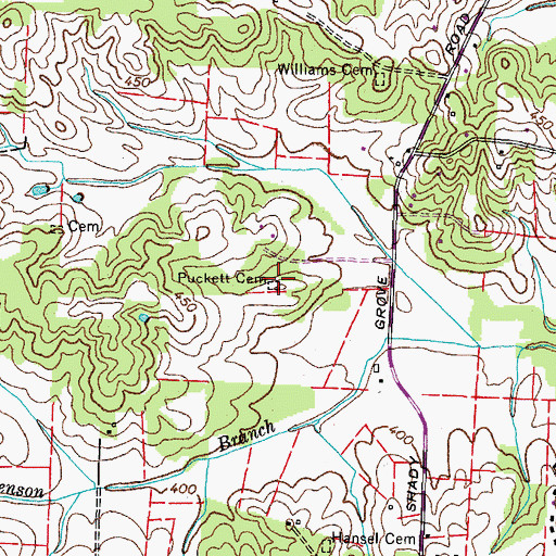 Topographic Map of Puckett Cemetery, TN