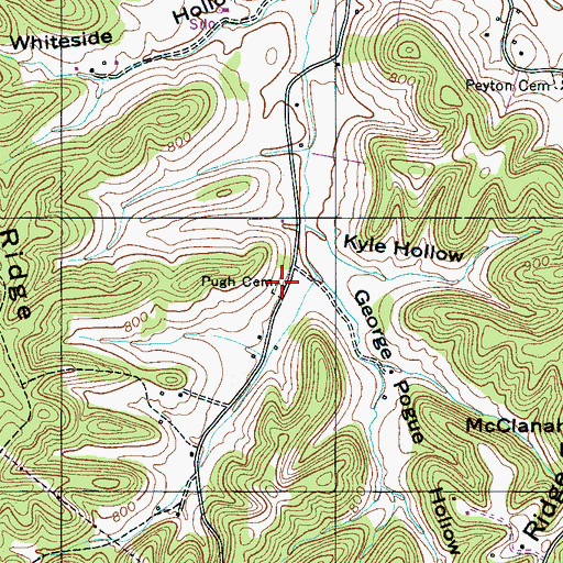 Topographic Map of Pugh Cemetery, TN