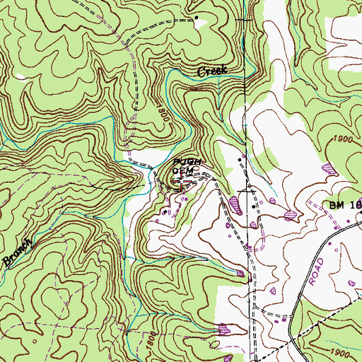 Topographic Map of Pugh Cemetery, TN