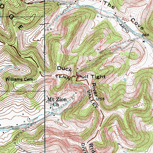 Topographic Map of Pull Tight, TN