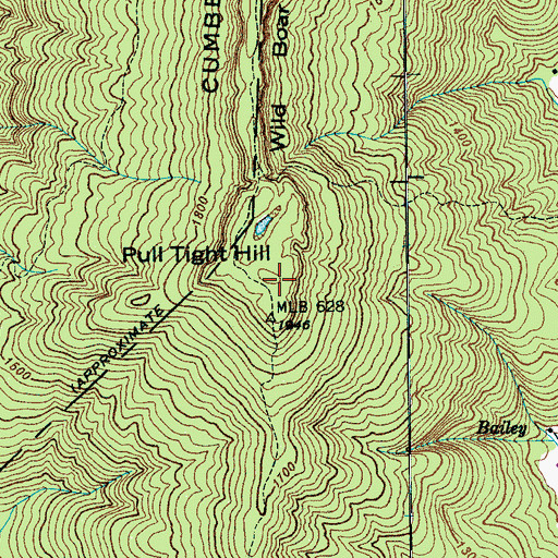 Topographic Map of Pull Tight Hill, TN