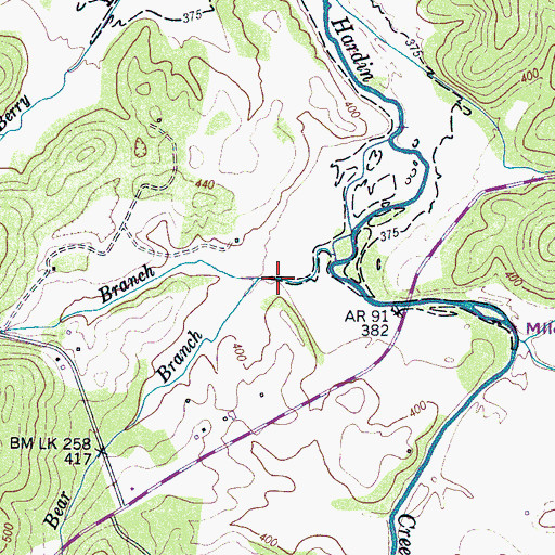 Topographic Map of Pulley Branch, TN