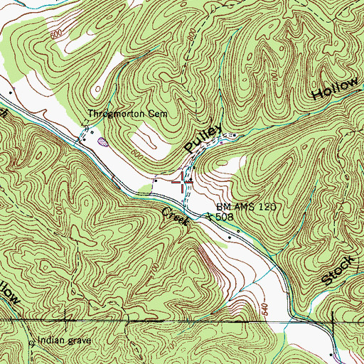 Topographic Map of Pulley Hollow, TN