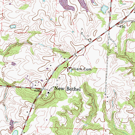 Topographic Map of Pulliam Cemetery, TN