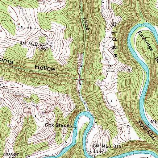 Topographic Map of Pump Hollow, TN